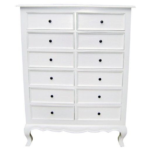 White Linen Chest 12 Drawers