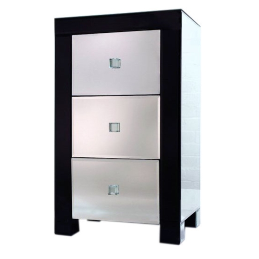 3-Drawer Mirrored Cabinet, Black