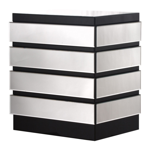 Mirrored 4-Drawer Chest  with Black Trim