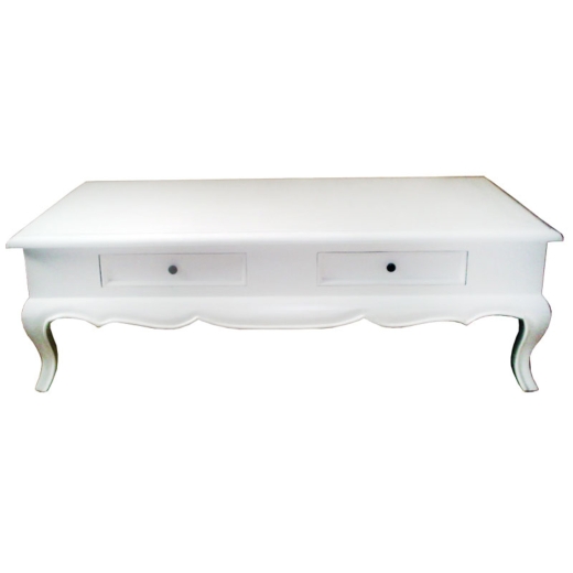 White Linen Coffee Table 2 Drawers