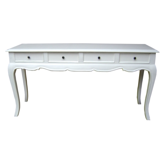 White Linen Hall Table 4 Drawers