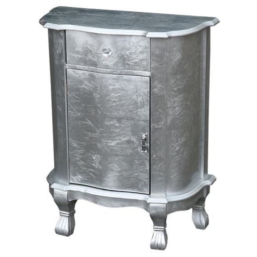 High Gloss Silver Bedside Cabinet