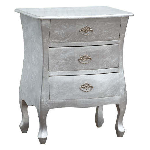 High Gloss Silver Bombe Bedside Chest