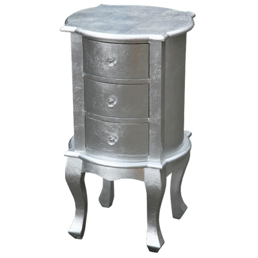 High Gloss Silver 3-Drawer Bedside Cabinet
