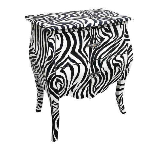 Grand Safari 2 Drawer Zebra Print Bedside Table