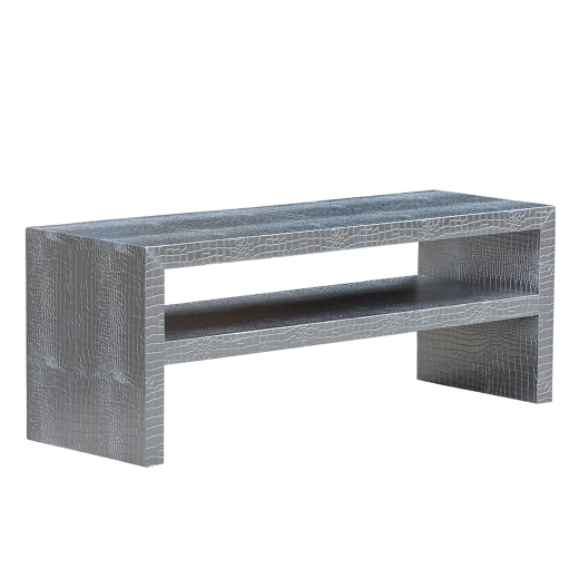 Moc Croc Silver Embossed Table w/Shelf Coffee Table/TV Stand 120x40x46cm