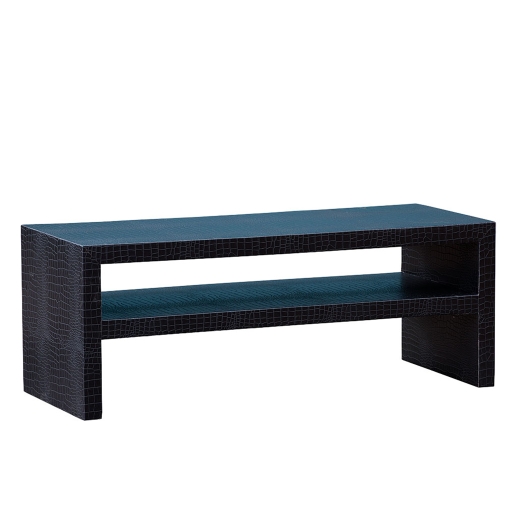 Moc Croc Black Embossed Table w/Shelf Coffee Table/TV Stand 120 x 40 x 46cm