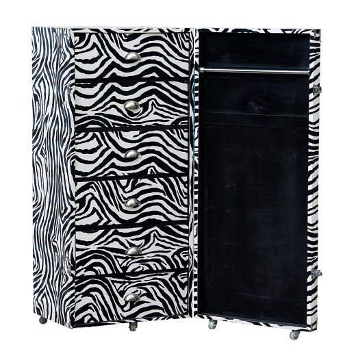 Grand Safari Zebra Print 6 Drawer Luggage Trunk