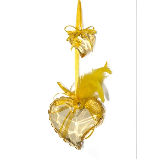 Gold Heart with Feathers