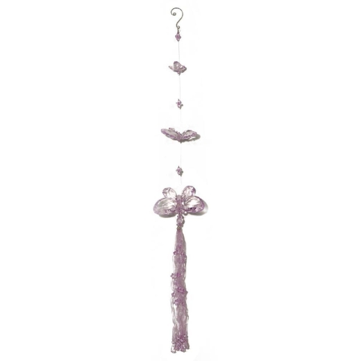 Lilac Three Butterfly Chain with Tassel