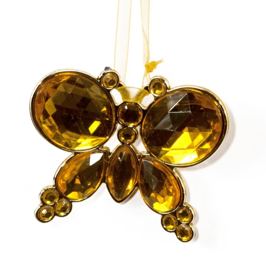Gold Hanging Jewel Bead Butterfly
