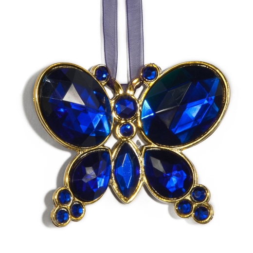 Blue Hanging Jewel Bead Butterfly