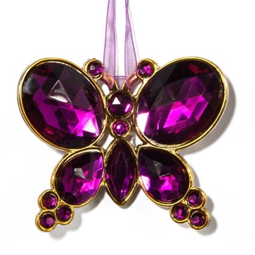 Purple Hanging Jewel Bead Butterfly