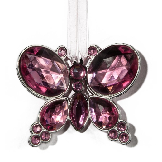 Pink Hanging Jewel Bead Butterfly