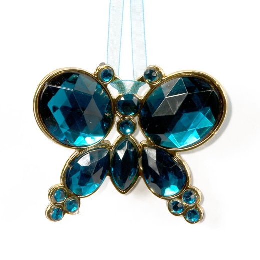 Turkis Blue Hanging Jewel Bead Butterfyl