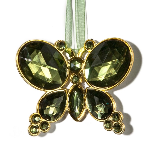 Olive Hangning Jewel Bead Butterfly