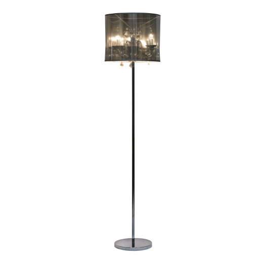 Contemporary Chrome Chandelier Floor Lamp with Clear Shade 40 x 170cm