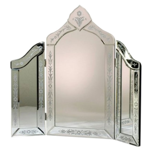 Contemporary Triple Mirror with Etching 
