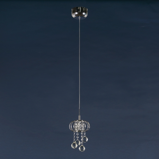 Contemporary Chrome with Clear Crystal 1 Light Chandelier