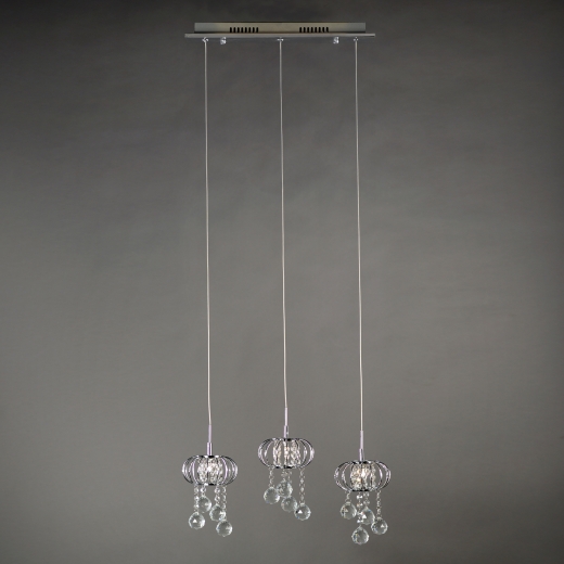 Contemporary Chrome with Clear Crystal 3 Light Chandelier