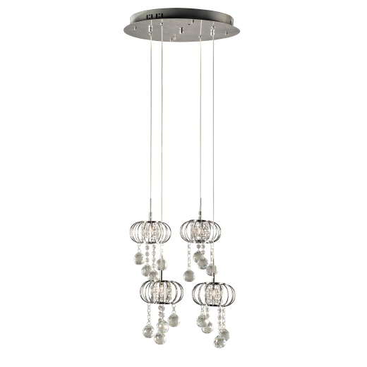 Contemporary Chrome with Clear Crystal 4 Light Chandelier