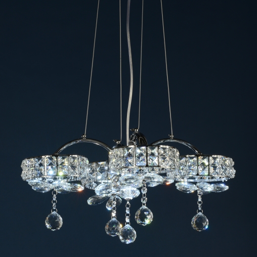 Contemporary Chrome with Clear Crystal 5 Light Chandelier