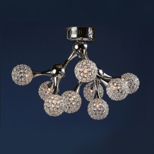Contemporary Chrome with Clear Crystal Ball 9 Light Chandelier