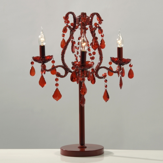 Marie Therese Red Electric Candelabra 3 Arm Table Lamp 45 x 63cm