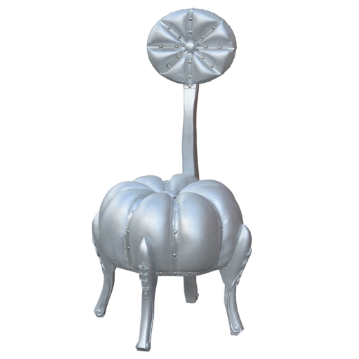 Silver ''Pumpkin Stool'' with Back Rest