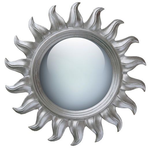 Sunburst Silver Convex Round Decorative Wall Bedroom Hall Mirror
