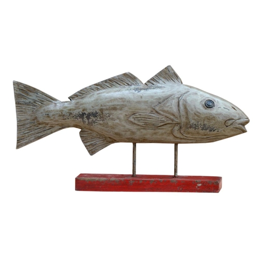 Carved Wooden Fish on Stand