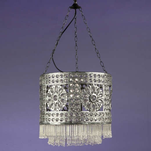 Antique Silver Jewelled Ceiling Light