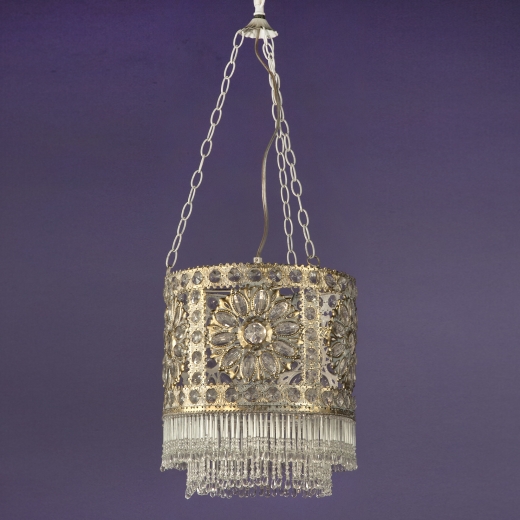 Antique White Jewelled Ceiling Light