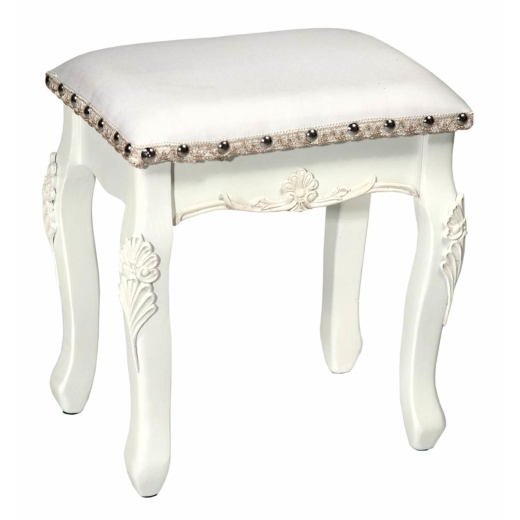 Pure White Stool with White Material Top