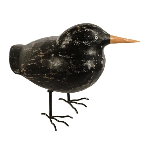 Carved Wooden Bird Black 