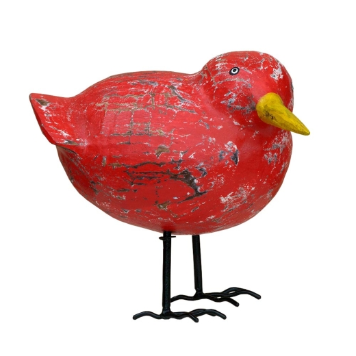 Carved Wooden Bird  Red 