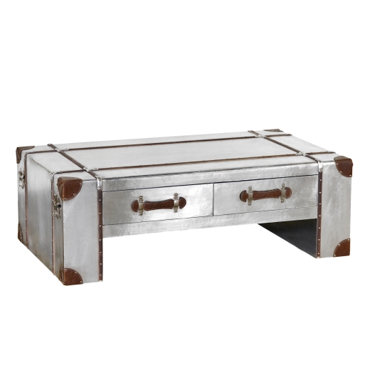 Industrial Aluminium Style Coffee Table, Wood, Metal, Silver