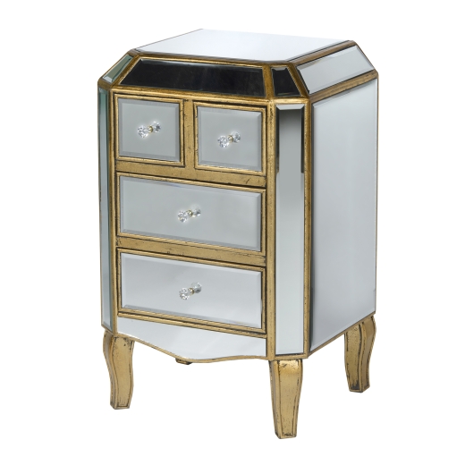 Vintage Venezia Antique Gold Mirrored Cabinet