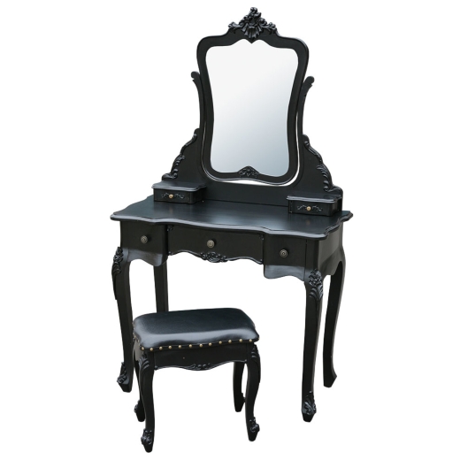 Black Dressing Table  Set Table, Mirror & Stool