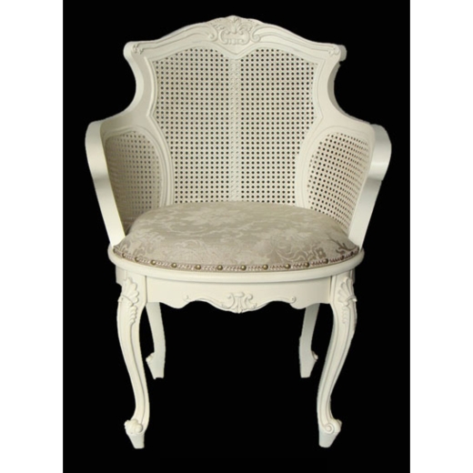 Antique White Cane Back Chair