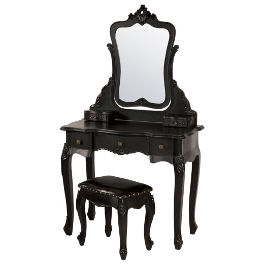 Black Console Table with Stool Set