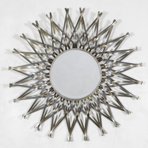 Hipparchus Sunburst Silver Geometric Metal Large Wall Mirror 101x101cm