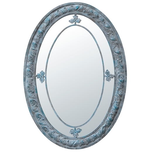 Vintage Grey Metal Frame Margin Oval Decorative Mirror LARGE 70x100cm 