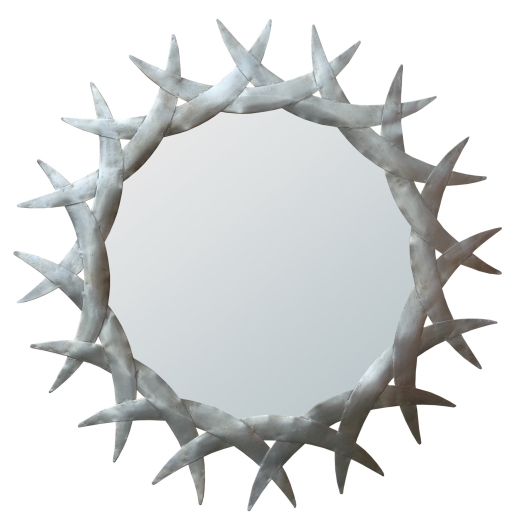 Sunburst Silver Round Metal Frame Decorative Wall LARGE Mirror 99x99cm