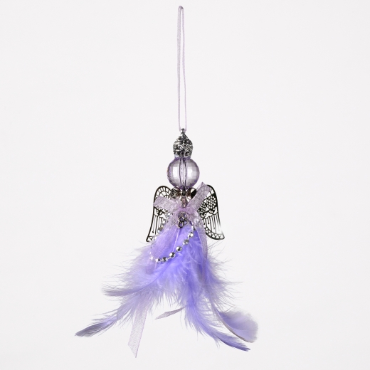 Decorative Accessories Angel Lila Acrylic & Silver with Feather