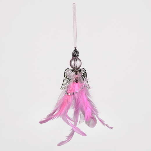 Decorative Accessories Angel Pink Acrylic  & Silver with Feather