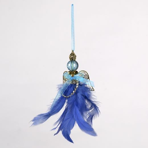 Decorative Accessories Angel Blue Acrylic  & Gold with Feather