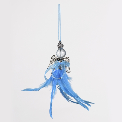 Decorative Accessories Angel Blue Acrylic  & Silver with Feather