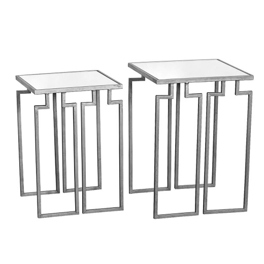 Gin Shu Parisienne Set of Two Silver Metal Nesting Tables