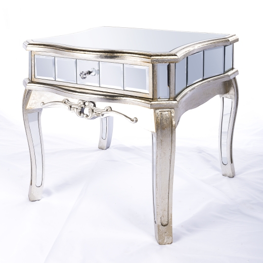 Annabelle French Champagne Silver Gilt Mirrored Side Table